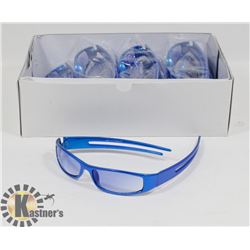 BOX OF VIBRANT METALLIC BLUE DESIGNER SUNGLASSES