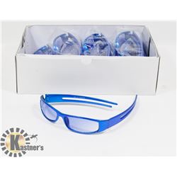 BOX OF VIBRANT METALLIC BLUE DESIGNER SUNGLASSES