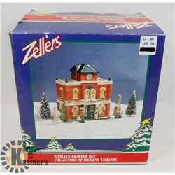 8 PIECE DICKENS CERAMIC LIGHTED CHRISTMAS SET