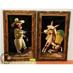 PAIR OF VINTAGE VELVET PAINTINGS, 15 X 22