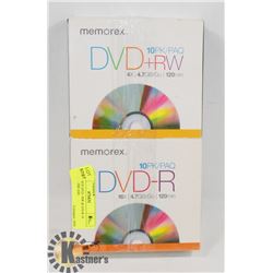 MEMOREX DVD +RW & D/D-R 10 PACK SLIMCASE