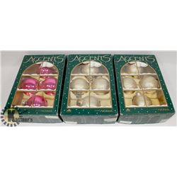 3 BOX OF NEW ACCENT CHRISTMAS ORNAMENTS