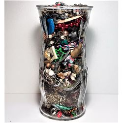 12)  LARGE JAR FULL OF JEWELLERY