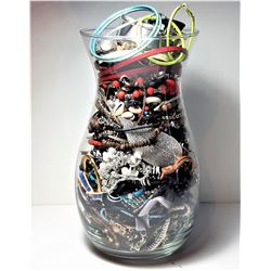 11)  LARGE JAR FULL OF JEWELLERY