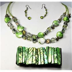 7)  PERIDOT GREEN ABALONE BRACELET