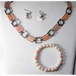 16)  SILVER TONE WITH ROSE QUARTZ