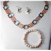 Image 1 : 16)  SILVER TONE WITH ROSE QUARTZ