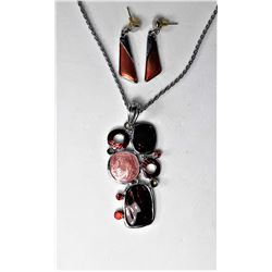 14)  SILVER TONE WITH RED AND PEACH