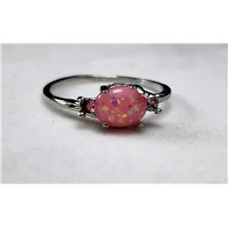 5)  SILVER TONE AND PINK LAB CREATED