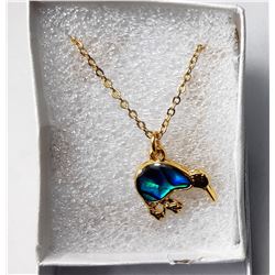 15)  GOLD TONE WITH BLUE ABALONE KIWI