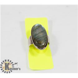 LARGE LABRADORITE IN .9225 SILVER RING