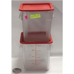 TWO 8 QT CAMBRO CONTAINER WITH LIDS