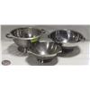 Image 1 : 3 ASSORTED S/S COLANDERS / STRAINERS W/ HANDLES.