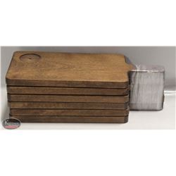 6 COMMERCIAL RESTAURANT SOLID WOOD SERVING PLATES