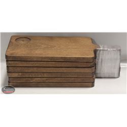 6 COMMERCIAL RESTAURANT SOLID WOOD SERVING PLATES