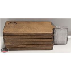 6 COMMERCIAL RESTAURANT SOLID WOOD SERVING PLATES