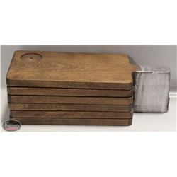 6 COMMERCIAL RESTAURANT SOLID WOOD SERVING PLATES