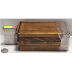 5 COMMERCIAL RESTAURANT SOLID WOOD SERVING PLATES