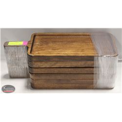 6 COMMERCIAL RESTAURANT SOLID WOOD SERVING PLATES