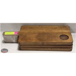 3 COMMERCIAL RESTAURANT SOLID WOOD SERVING PLATES