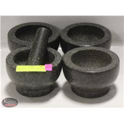 4 LAGOSTINA GRANITE MORTAR & PESTLES