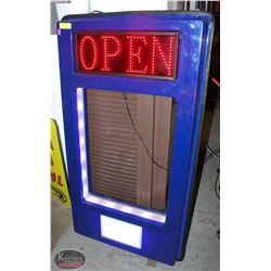 LED HANGING OPEN SIGN WITH LIGHT UP MENU HOLDER