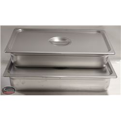LOT OF 2 FULL SIZE STAINLESS STEEL INSERT WITH LID