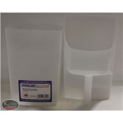 LOT OF TWO 104OZ/3L PLASTIC MEASURING SCOOP