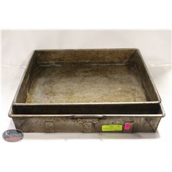 TWO HEAVY-DUTY STRAPPED-SQUARE ROASTING PANS