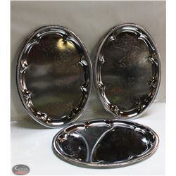 NEW OVAL TRAY 18" PLATED STEEL - LOT OF 3