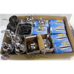 FLAT  OF NEW & USED S/S COCKTAIL SHAKERS W/ LIDS