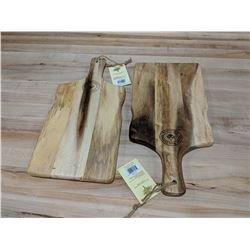 16" X 8" ACACIA WOOD PADDLE BOARDS LOT OF 2