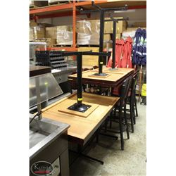 SET OF 6 CHERRY-STAINED WOOD RESTAURANT TABLES W/