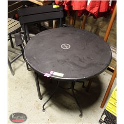 BLACK OUTDOOR ROUND METAL PATIO TABLE W/ 1 CHAIR