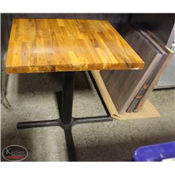 RESTAURANT TABLE W/ 3 SPARE DARKWOOD TABLETOPS