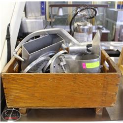 CRATE OF ASST. SLICING PARTS FOR GRINDERS / MIXERS