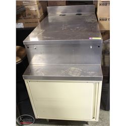 STAINLESS STEEL MICROWAVE TABLE WITH UNDERNEATH