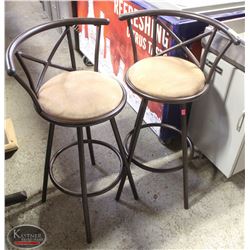 2 REVOLVING PADDED ARMSTOOLS W/ FOOTRESTS