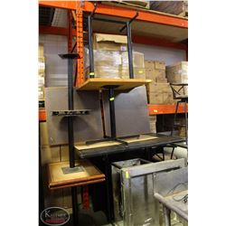 3 WOOD-TOP TABLES W/ 3 BLACK WOOD TABLETOPS