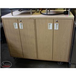 COFFEE COUNTER WITH STORAGE & GARBAGE.