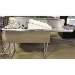 STAINLESS STEEL 2-WELL SINK W/ RIGHT HAND