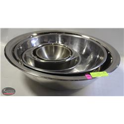 LOT OF 7 STAINLESS STEEL MIXING BOWLS IN VARIOUS