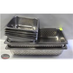 LOT OF 9 VARIOUS SIZED PERFORATED S/S FOOD INSERTS