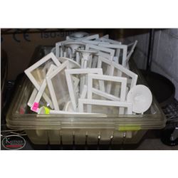 GROUP OF SERVING TRAYS W/ TOTE OF TABLETOP MENU'S