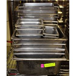 LOT OF ASSORTED-SIZED S/S COMMERCIAL FOOD INSERTS