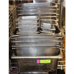 LOT OF ASSORTED-SIZED S/S COMMERCIAL FOOD INSERTS