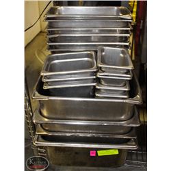 LOT OF ASSORTED-SIZED S/S COMMERCIAL FOOD INSERTS