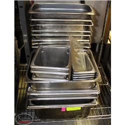 LOT OF ASSORTED-SIZED S/S COMMERCIAL FOOD INSERTS