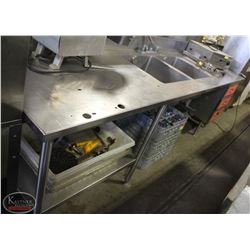 LARGE MCKINLEY TAYLOR S/S TABLE W/ 2-WELL SINK