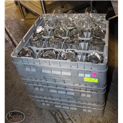 3 DISHWASHER TRAYS FULL OF LIBBEY DURATUFF GLASSES